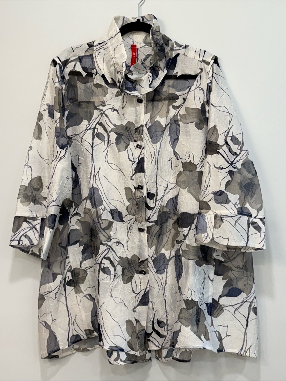 IC Collection By Connie K The Magic Top Sheer Floral High Low Blouse Size XL